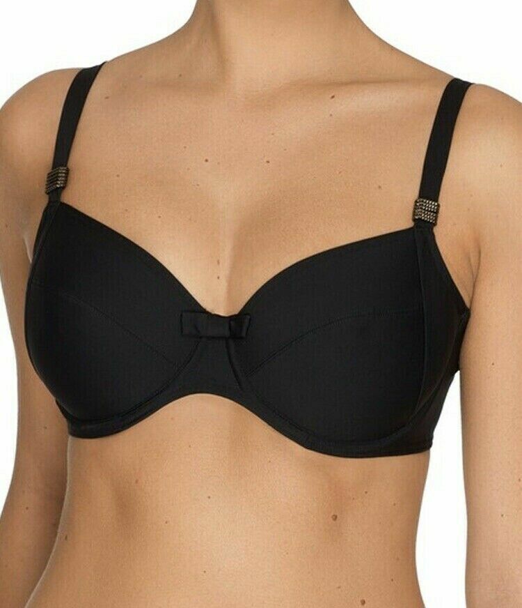 Prima Donna Cocktail Bikini Top 38D Black Underwired Unpadded Full Cup 4000110