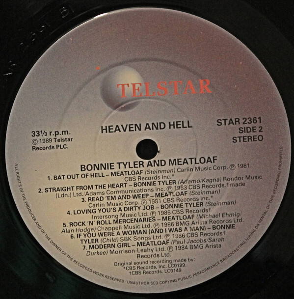 Bonnie Tyler & Meat Loaf Heaven And Hell (LP, Comp) eBay