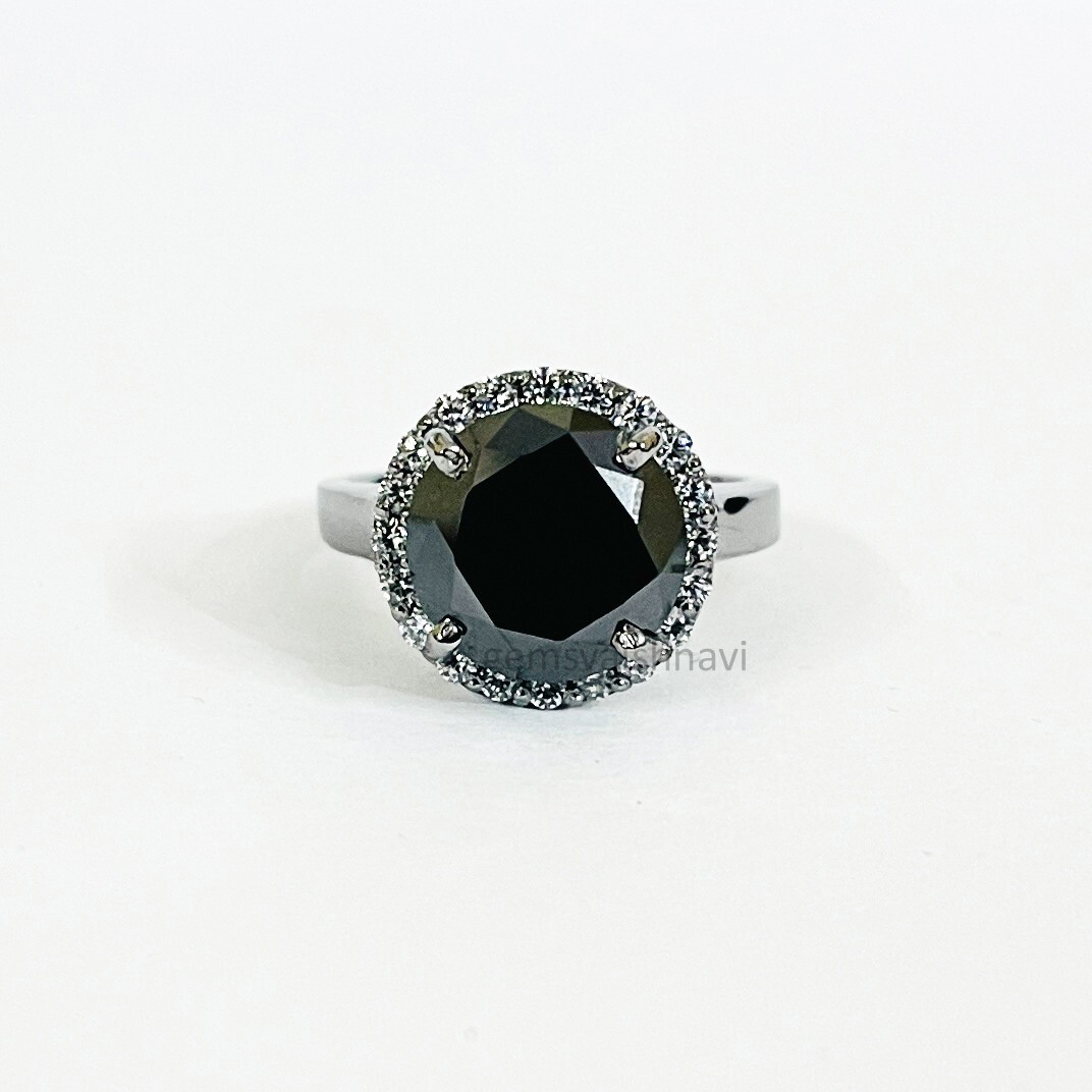 Ct Black Diamond Ring In Black Gold Finish AAA Certified