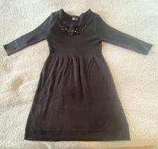 AB Studio Petite Black 3/4 Sleeve Knee Length Acrylic Sweater Dress Size PL