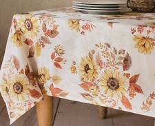 Jacquard Tablecloth 52"x70" Oblong, SUNFLOWERS LEAVES, SUNFLOWER HARVEST, BM
