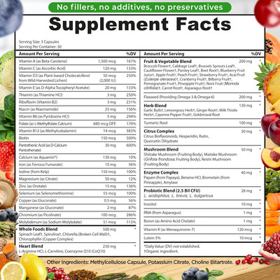 Vegan Whole Food Multivitamin with Iron, Daily Multivitamin for Women and Men...