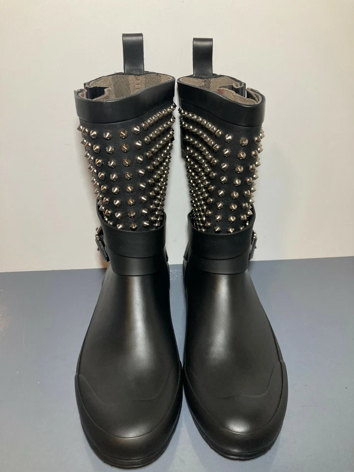 NUEVA BOTA DE LLUVIA BURBERRY a mitad de pantorrilla de goma con tachuelas Holloway EUR 36 US 5,5 Foto 3 de 4