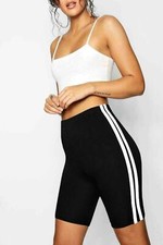 Ladies Womens Gym Shorts Cycle Running Yoga Run Leggings Stretch Fit Stripe NEW
