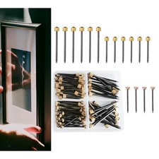 90Pcs Picture Hanging Nails Picture Frame Nails Brass Cap