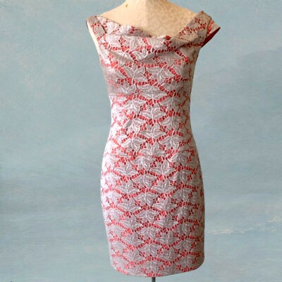 Black Halo Coral Lace Jackie O Off Shoulder Cocktail Party Dress 0 XS