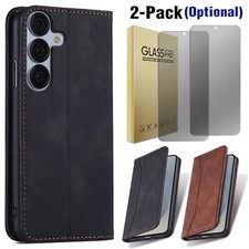 For Samsung Galaxy S25/S25+ Leather Wallet Case Cover /Privacy Screen Protector
