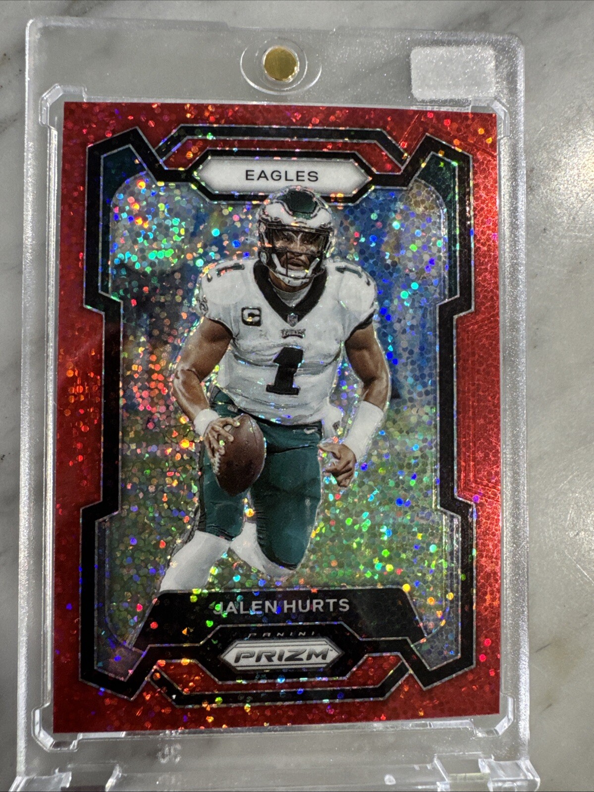 2023 Panini Prizm Football #244 Jalen Hurts Red Sparkle Prizm