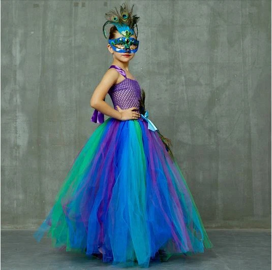 NEW BEAUTIFUL Kids Girls Peacock Princess Tutu Dress Party Costume