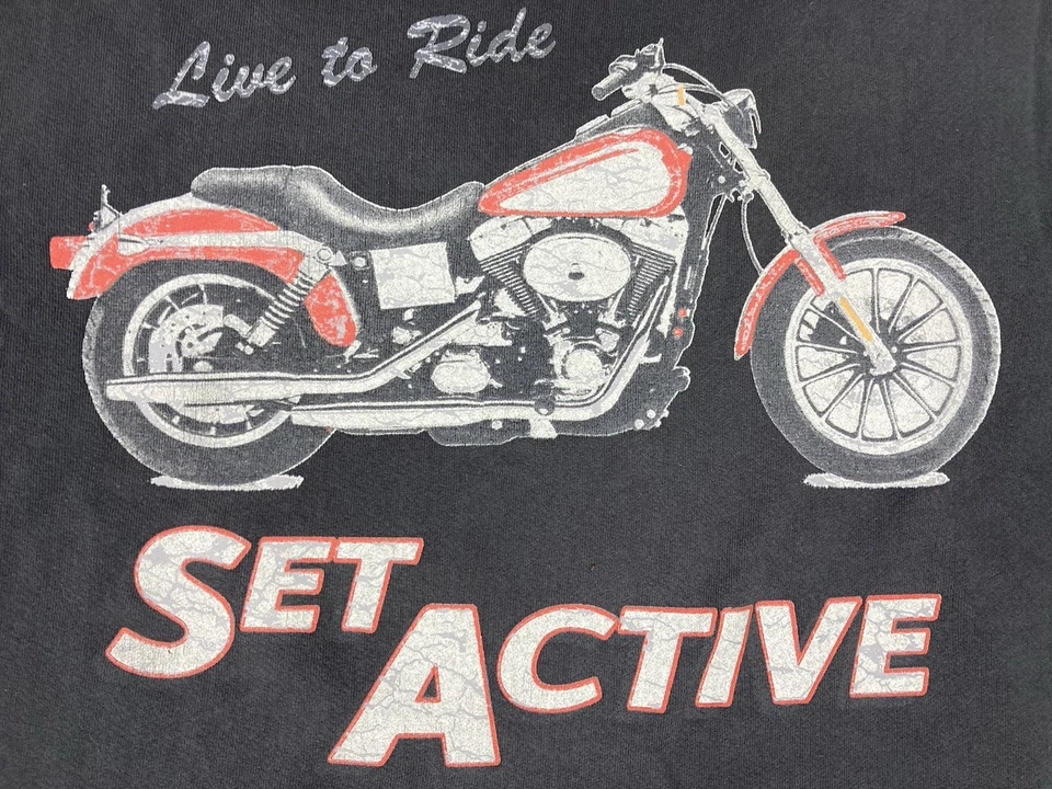 Set Active Live To Ride Motorcycle Crewneck Sweatshirt Women Small Black - Image 2 of 4