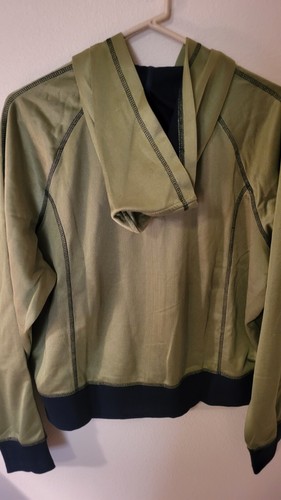 SJB Active XL Cropped Lime Green Sweatshirt Navy Accent Hood L Sleeve 24 L 27 Ac - Picture 5 of 16