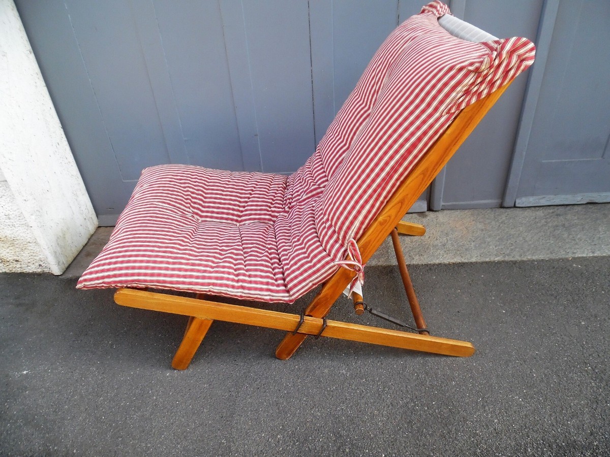 Poltrona sdraio design vintage anni 80 in legno misure imponenti