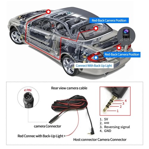 Universal 1080P Rear View Camera AHD 4 Pin 2.5mm Automatic Reversing HD Night - Picture 12 of 27