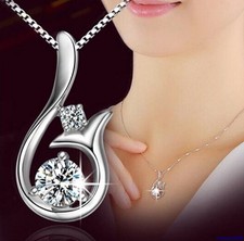 Damen Meerjungfrau Anhänger mit Halskette 925 Silber plattiert Kristall NEU 012