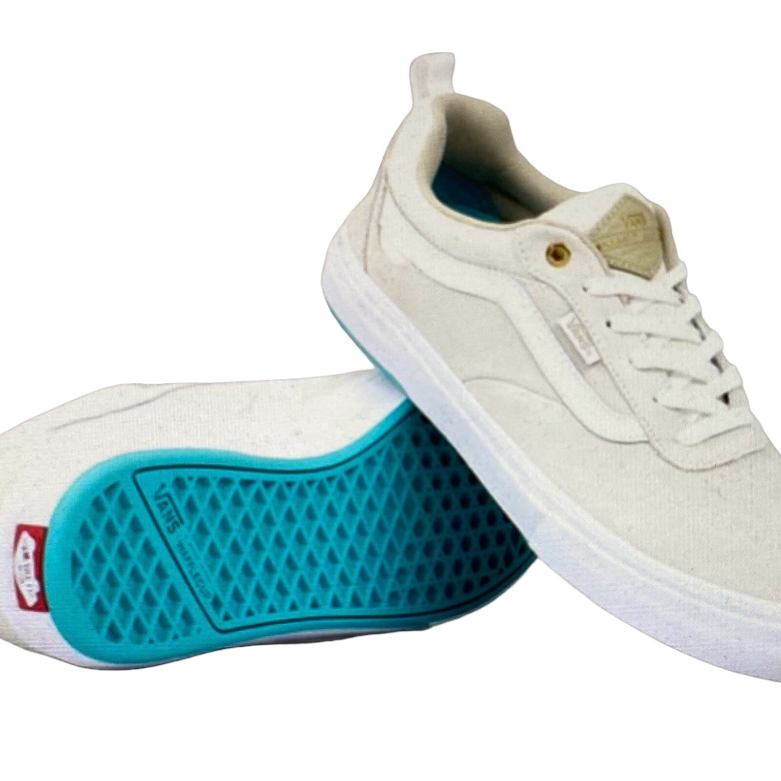 VANS Kyle Walker Signature Pro Skate Suede Sneaker Men 8.5 Cream TEAL Outsole