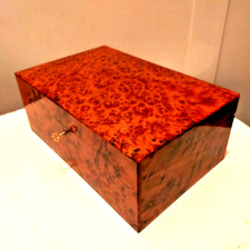 thuya burl wood jewelry box with lock keys, big box gift handmade morocco new