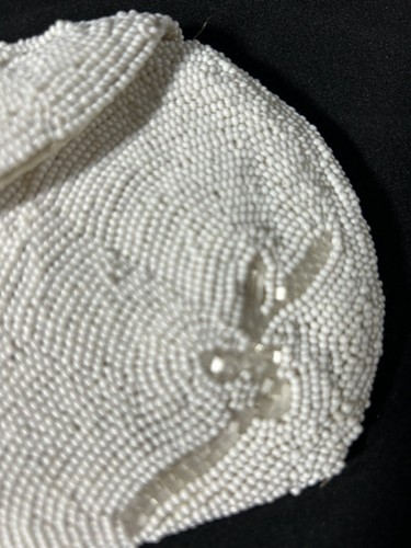 Vintage White Beaded Hand Clutch Made In Belgium by Walborg - Picture 3 of 18