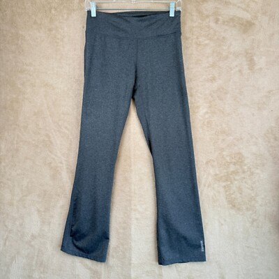 Reebok Flare Yoga Pants Womens S Gray Pull On Stretch Leggings Mid Rise Pocket
