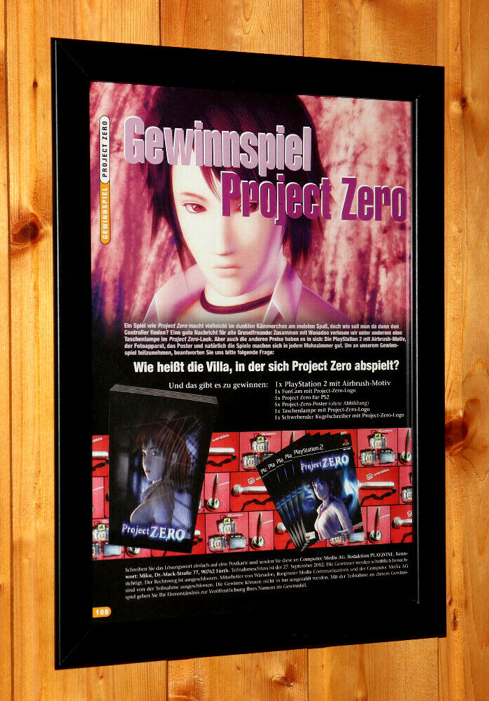 Fatal Frame / Project Zero Rare Small Poster / Vintage Ad Page