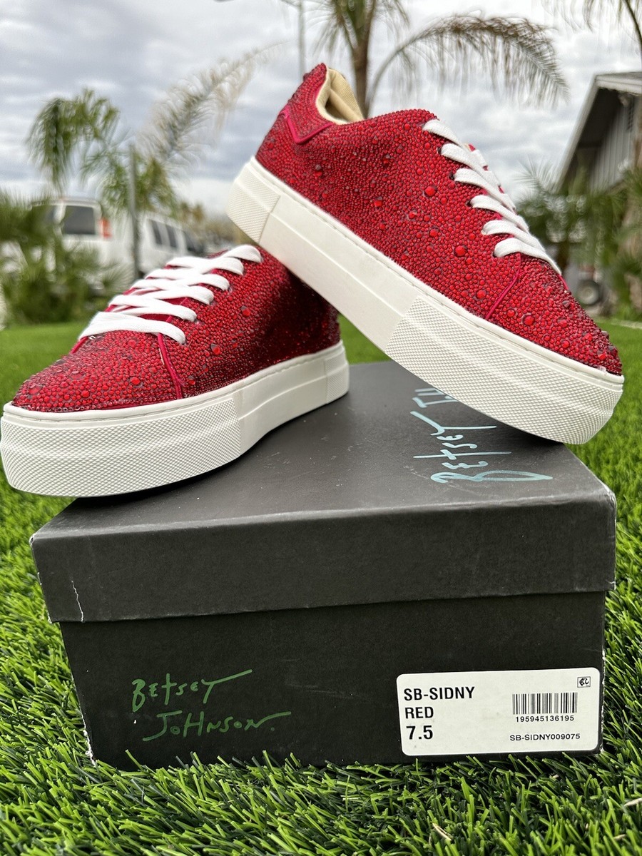 Betsy Johnson Sidny Red Rhinestone Sneakers Size 7.5 | eBay