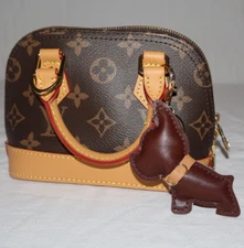 Brown Boxer/Dog keychain Bag Charm Faux Leather Brown New Handmade Gift