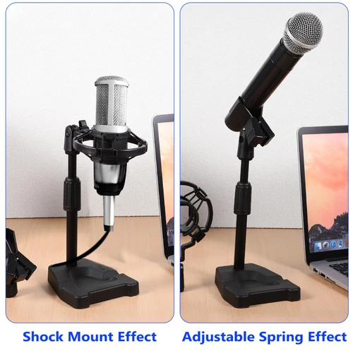 Desk Microphone Stand with Base Adjustable Table Mic Stand with Shock Mount