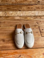 GUCCI Women  s Princetown Horsebit Leather white Mule Sz 35 US 4.5 slippers