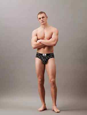 Calvin Klein Logo Print 1996 Microfiber Hip Brief, Black, XL