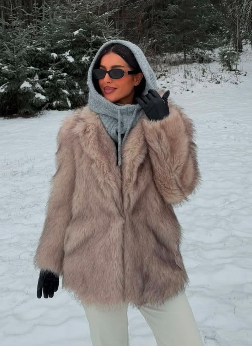 ZARA FAUX FUR COAT LAPEL COLLAR POCKETS ECRU NEW FW24/25 SIZES XS