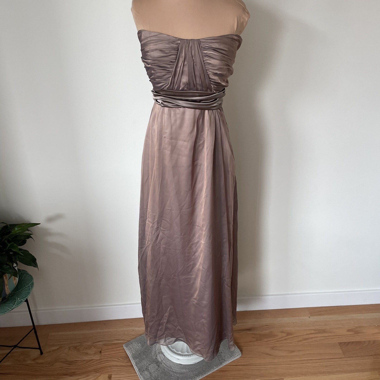 Metallic Light Brown Silk Strapless Fully Lined C… - image 7