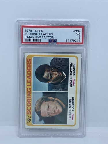 1978 Topps NFL Scoring Leaders with Errol Mann/Walter Payton PSA 3 VG