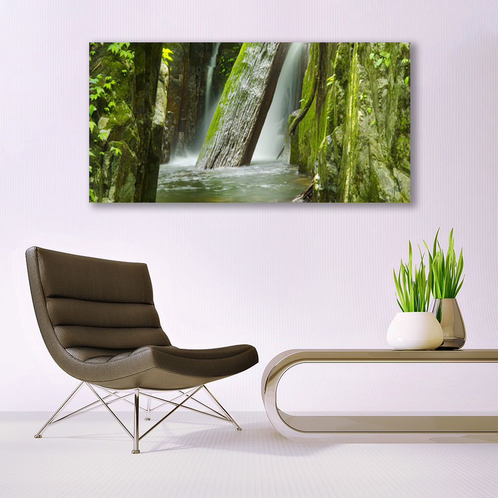 Tableau plexiglas cascade 140x70 cm au style moderne pour salon - 2
