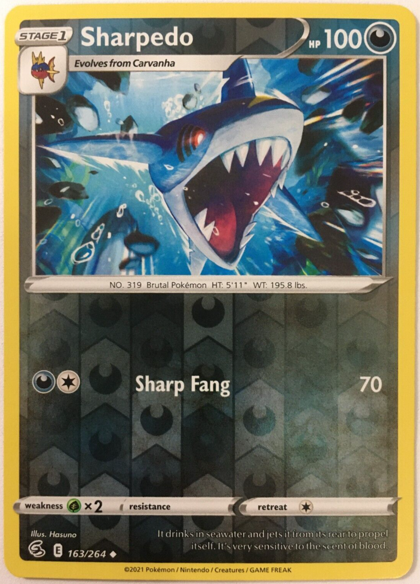 POKEMON SHARPEDO 163/264 S & S FUSION STRIKE UNCOMMON REVERSE HOLO