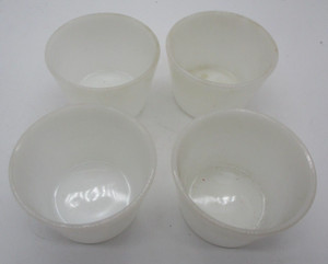 Lot of 4 Glasbake Custard Cups Flan Bowls Ramekins Milk Glass