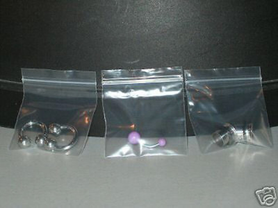 (Z#1 x 2) -200 Zip Bags - great body jewelry packaging