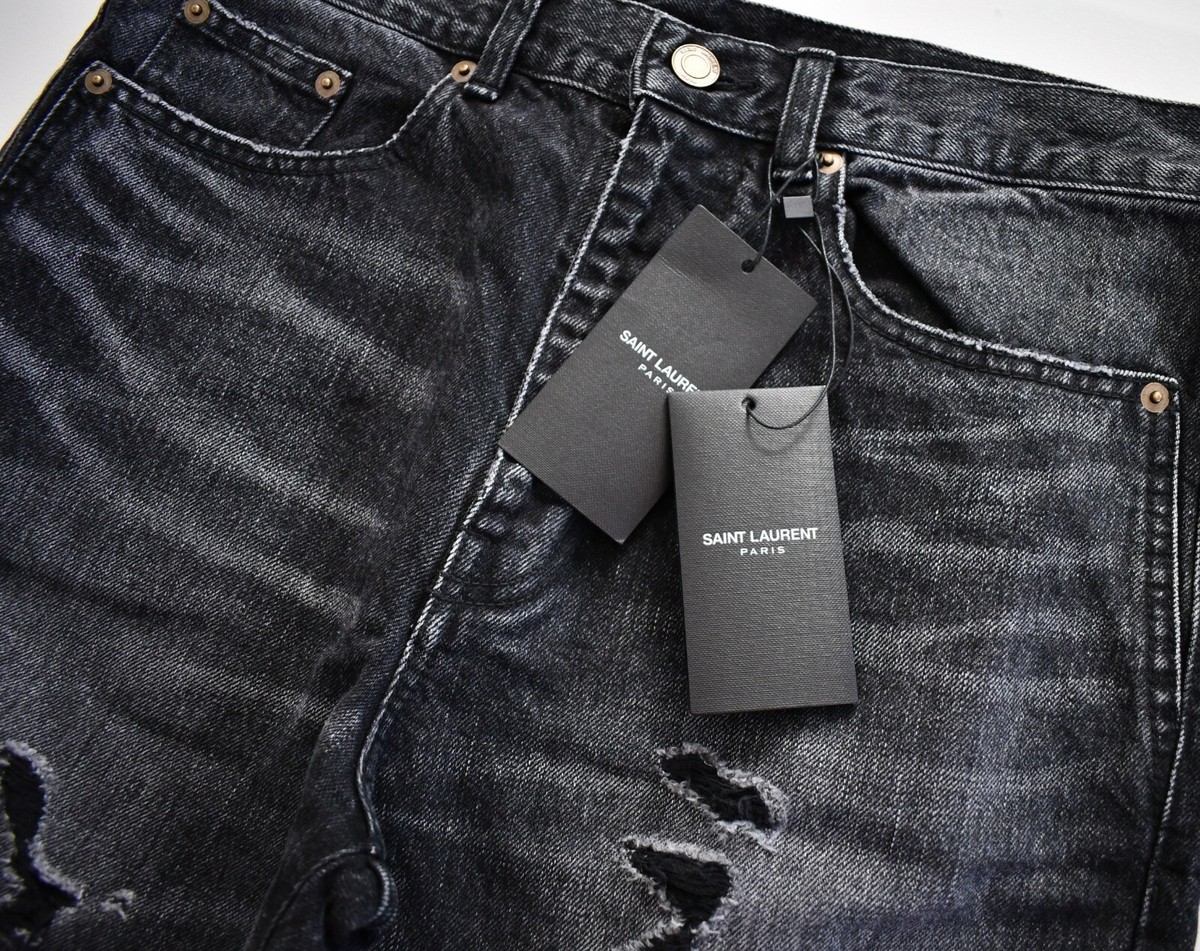 最終価格　SAINT LAURENT ブラックデニム D16M/BG-L-W 🆕️ SAINT LAURENT Paris D16 M/BG-LW Black BAGGY DISTRESSED