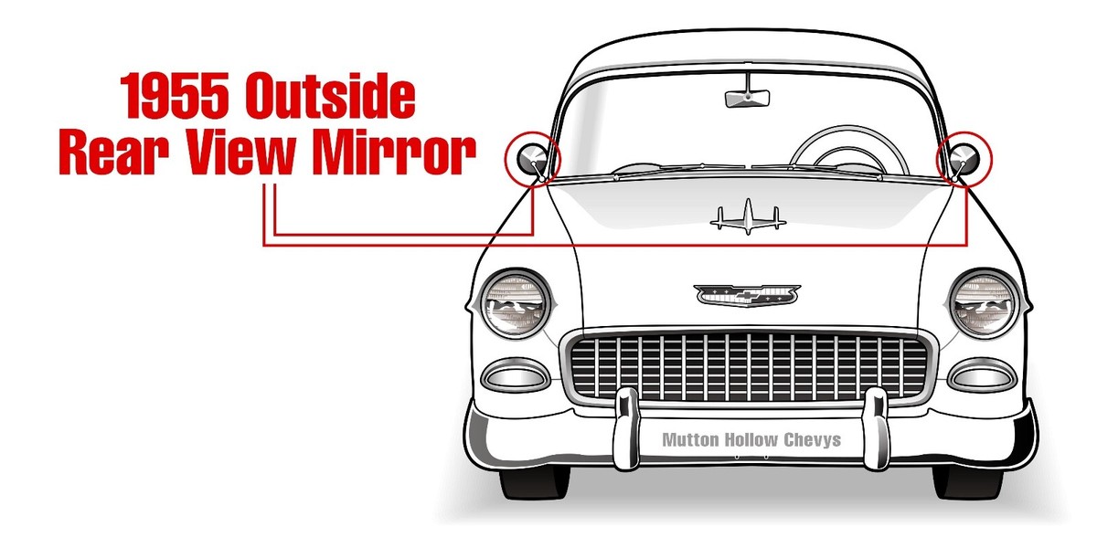 55 56 57 Chevy Wide Angle Outside Rear View Mirror 1955 1956 1957