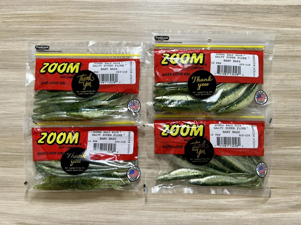 ZOOM (Lote de 4) Super Flukes Salado +, Pesca de Lubina, Totalmente Nuevo, ¡Envío Gratis! Foto 4 de 4