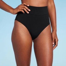Shade Shore Shaping High Waist Bikini Bottom Womens Small Black