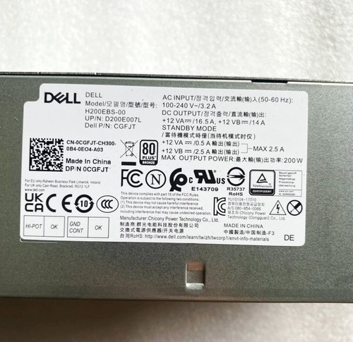 Dell Inspiron 3470 6 Pin 200W SFF Desktop Power Supply H200EBS-00 CGFJT - 第 2/4 張圖片