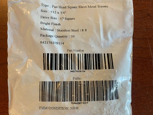 Lot of (4) Fastenere 842176109114, #12 X 3/4" Pan Head Sheet Metal Screws, 50 Pk - Picture 2 of 2