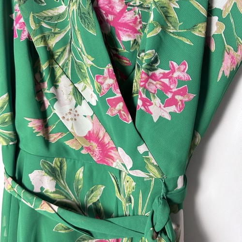 Eliza J Dress Womens 12 Green High Low Floral Sleeveless Maxi Wrap Party Wedding - Picture 5 of 14