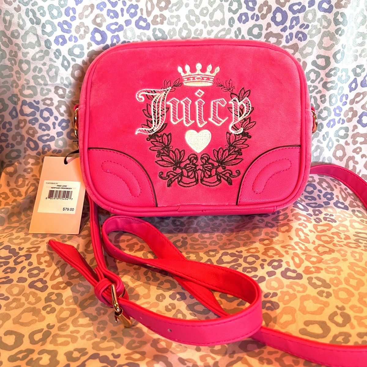☆Juicy By Juicy Couture モコモコクロスボディー(Free Love)☆ New Pink Juicy Couture Purse Handbag Crossbody Bag Velour