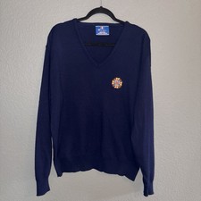 Vintage Champion Made in USA Navy Blue V-Neck Sweater XXL