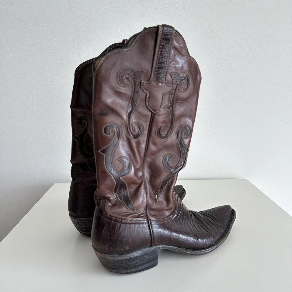 Botas Rios of Mercedes para mujer 7B marrón exótico cuero lagarto punta 2700 Foto 3 de 4