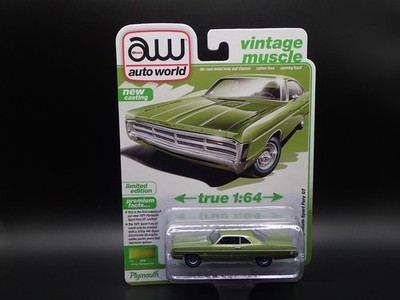 2026 AUTO WORLD 1971 PLYMOUTH SPORT FURY GT GREEN VINTAGE MUSCLE