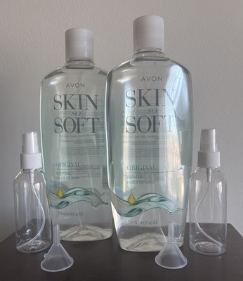 Avon Skin So Soft Original Bath Oil, 24.6 oz (Pack of 2) + (2) 2-oz Mini Sprays