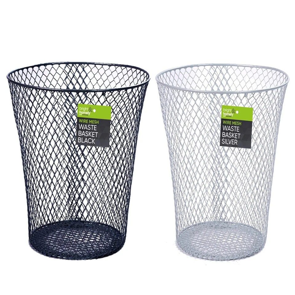 1/2x Wire Mesh 9" Waste Basket Bin Paper Rubbish Home Office Kitchen Bedroom New - Image 2 of 2
