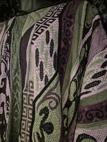 Bergatti XL Coogi Style Sweatshirt Purple Vintage Heavy Knit Hip Hop Style Y2k - Picture 11 of 24