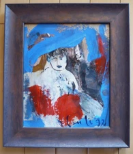 Mystery Artist LIN LI '92 ? ASIAN ART 1990s MODERN EXPRESSIONIST ABSTRACTION OIL